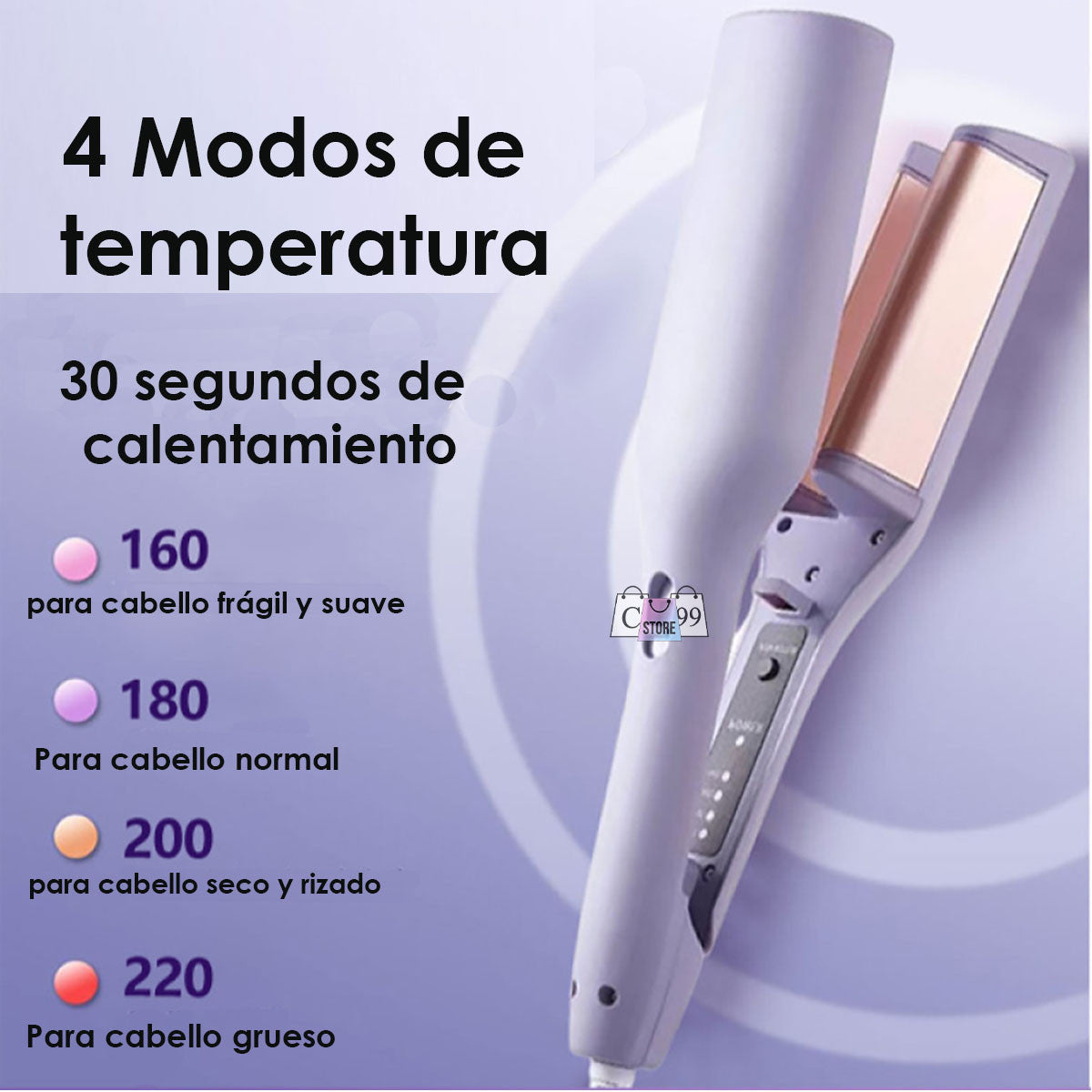 Plancha de Ondas Naturales Cabello Radiante en Minutos