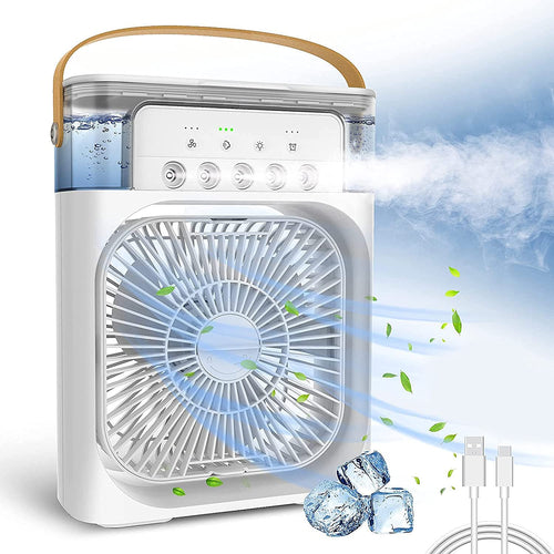 "Ventilador Portátil con Humidificador Integrado"