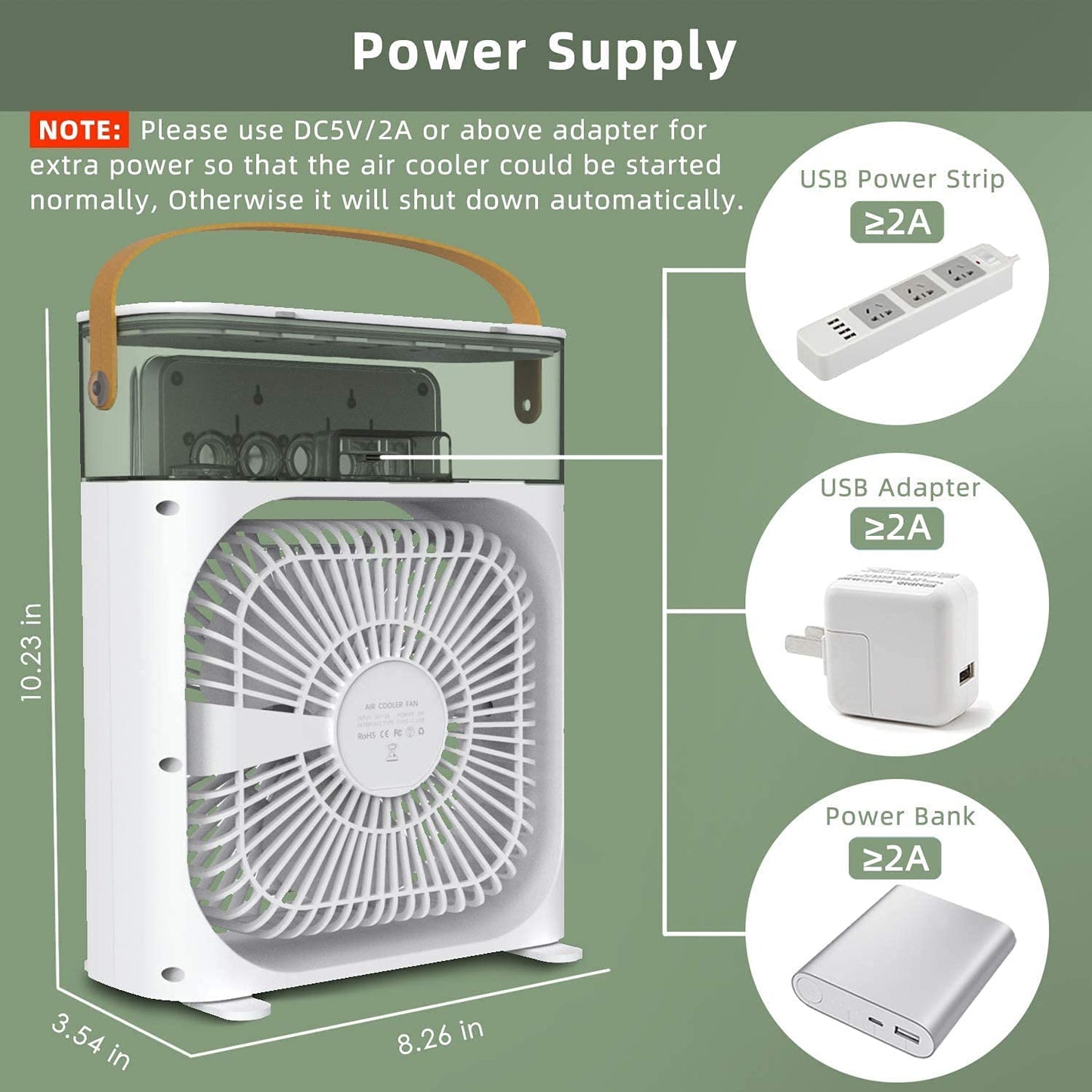 "Ventilador Portátil con Humidificador Integrado"